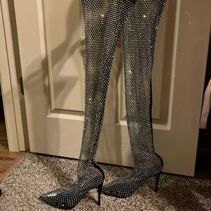 Aldo brand glitter black net high heels! See through!